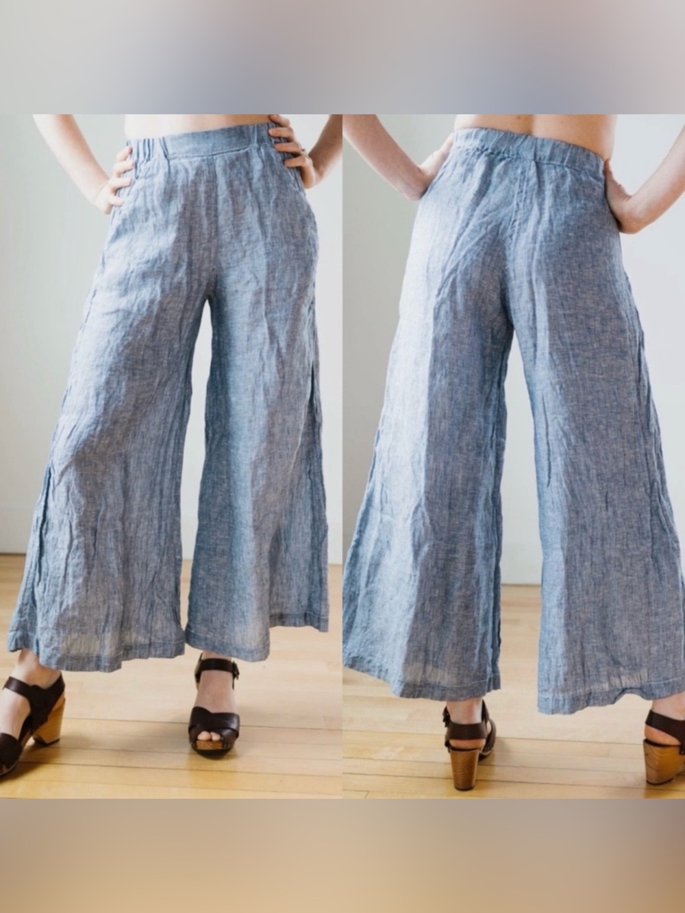 CP Shades Wendy Pant 100 % Linen Wide Leg Elastic Waist M